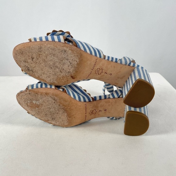 Loeffler Randall Jill Knotted Striped Sandal in Blue White Size 7 - Picture 7 of 8